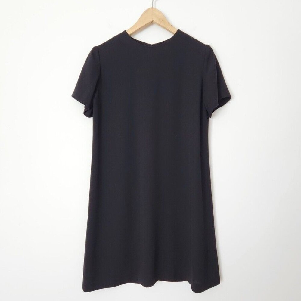 Vintage Ann Taylor‎ Black Shift Dress Size 8 Short Sleeve Minimalist Classic 90s